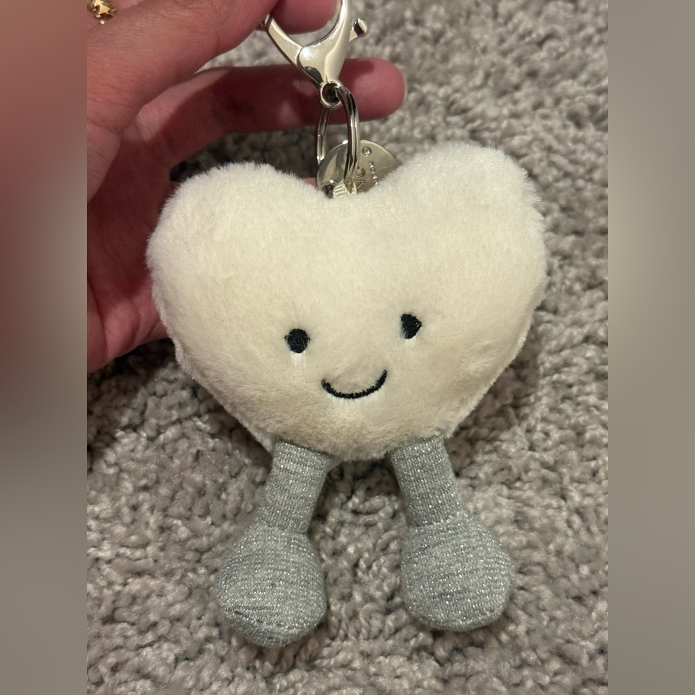 Authentic Jellycat Amuseable Cream Heart Bag Charm
